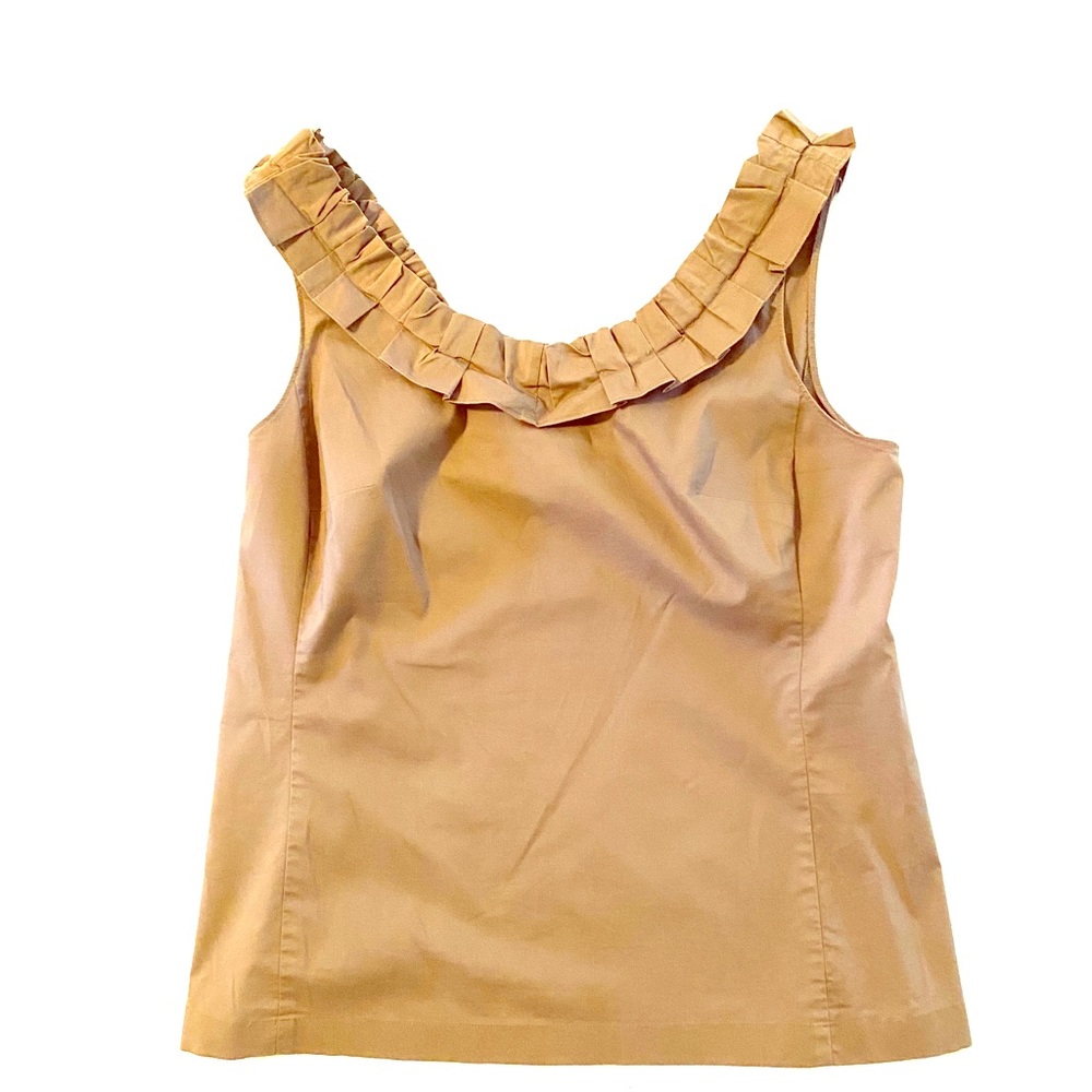 Ann Taylor sleeveless ruffled neckline top